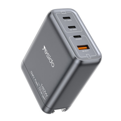 YC143 Yesido GaN 140W Fast Charging 4 Ports Output Support Charging Laptop US Charger