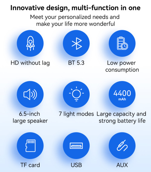 YSW29 40W BT5.3 Dual 6.5inch Speakers RGB Light With Microphone 4400mAh  Wireless Speaker