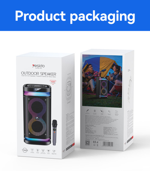 YSW29 40W BT5.3 Dual 6.5inch Speakers RGB Light With Microphone 4400mAh  Wireless Speaker