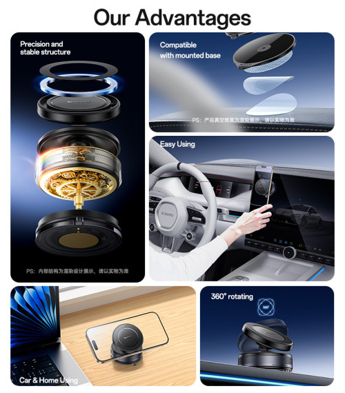 C227  360 Rotation Magnetic Vacuum Suction Cup Car Phone Holder Innovative Design for Mobile Phone