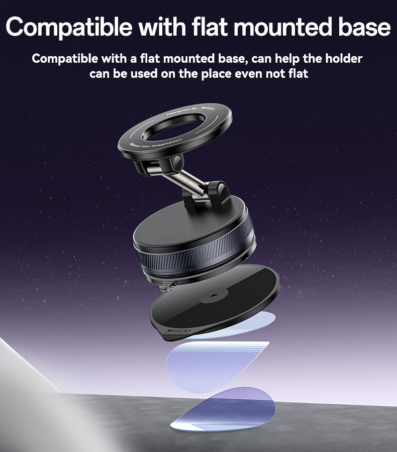 Yesido C228 Foldable Clamp Arm Magnetic Vacuum Suction Cup Car Phone Holder details