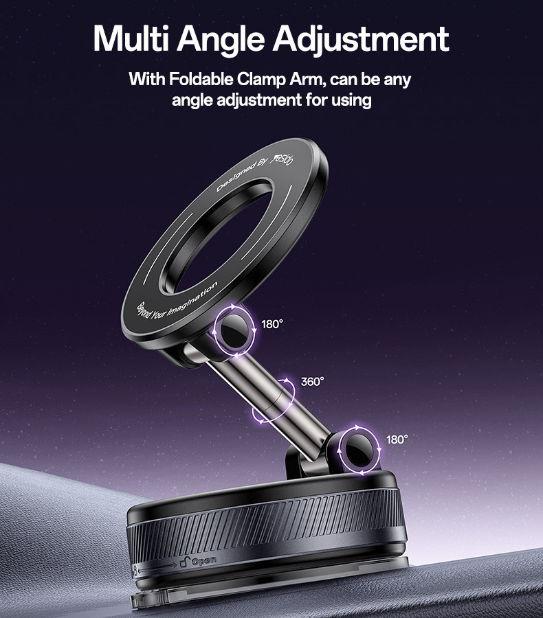 Yesido C228 Foldable Clamp Arm Magnetic Vacuum Suction Cup Car Phone Holder details