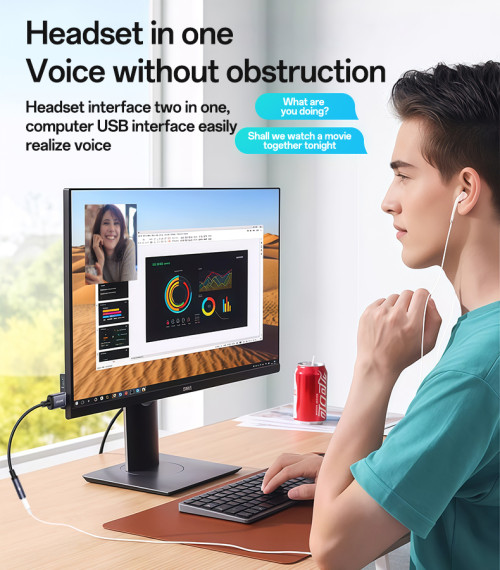YAU46 Aluminum Alloy USB to 3.5MM High Ficelity Sound 48KHZ High Sampling Audio Cable
