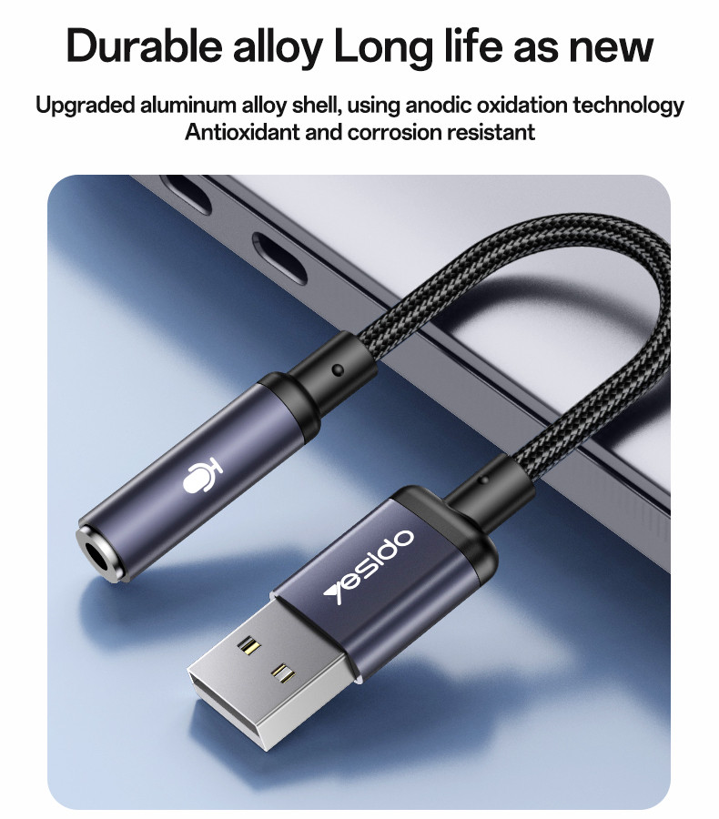 YAU46 USB to 3.5mm Audio Cable Details