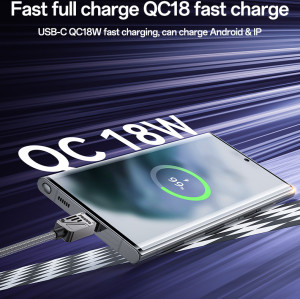 CA135C 1.2 Meter 18W Fast Charging USB to Type-C Flexible Thread  Zinc Alloy Data Cable