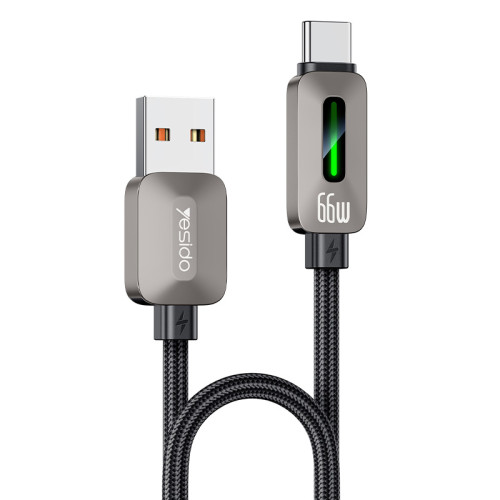 CA137C 1.2Meter 66W Fast Charging USB to Type-C Streamer Light Support CarPlay Zinc Alloy Data Cable