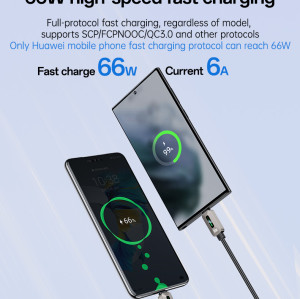 CA137C 1.2Meter 66W Fast Charging USB to Type-C Streamer Light Support CarPlay Zinc Alloy Data Cable