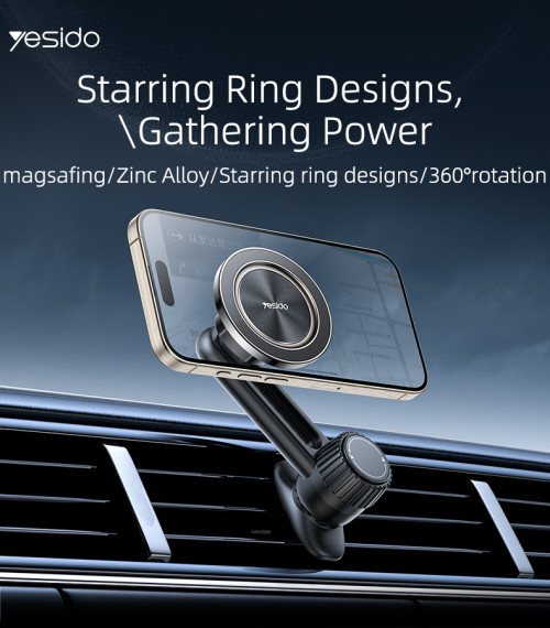 C168 360 Rotation Zinc Alloy Magnetic Suction Star Ring Design Air Vent Car Magnetic Phone Holder