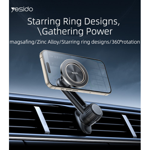 C168 360 Rotation Zinc Alloy Magnetic Suction Star Ring Design Air Vent Car Magnetic Phone Holder