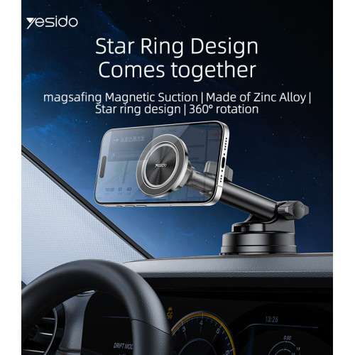 C179 360 Rotation Zinc Alloy 20pcs Magnetic Suction Star Ring Design Dashboard Car Phone Holder