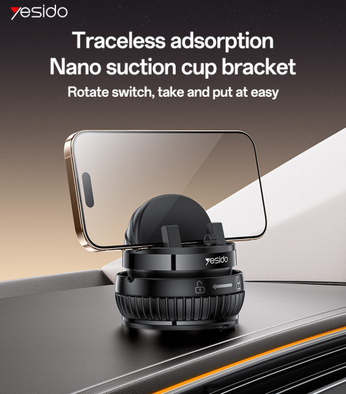 C272 360 Rotation One-touch Locking Nano Vacuum-level Suction Cup Dashboard Phone Holder