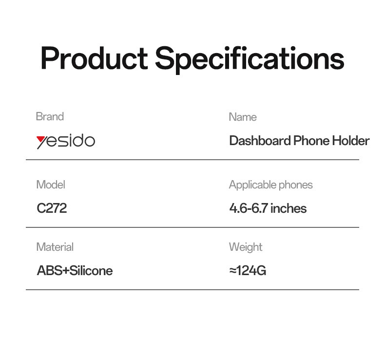 C272 360 Horizontal And Vertical Car Phone Holder Parameter