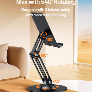 C300 360 Rotating Base Foldable Design Adjustable of Height Aluminum Alloy Metal Table Phone Holder