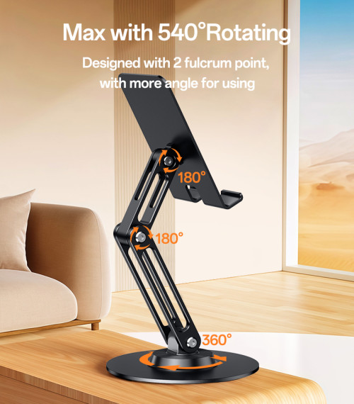 C300 360 Rotating Base Foldable Design Adjustable of Height Aluminum Alloy Metal Table Phone Holder