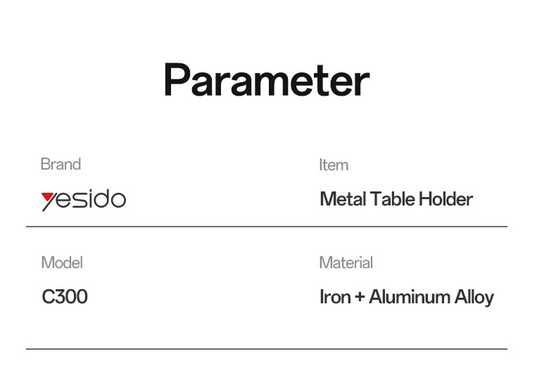 C300 Aluminum Alloy Table Phone Holder Parameter