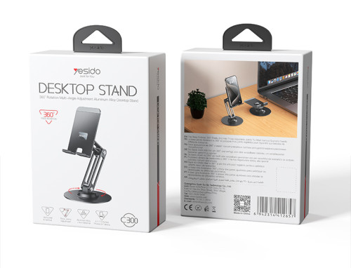 C300 360 Rotating Base Foldable Design Adjustable of Height Aluminum Alloy Metal Table Phone Holder