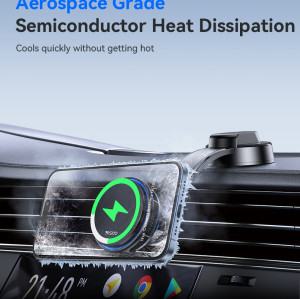 C311 Semiconductor Cooling Dual Ambient Lighting 15W Fast Charging Wireless Charger Car Phone Holder