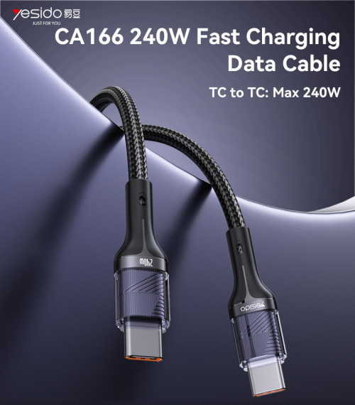 CA166 1.2M 240W Fast Charging Type-C to Type-C With 480Mbps Transfer Speed Data Cable