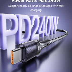 CA166 1.2M 240W Fast Charging Type-C to Type-C With 480Mbps Transfer Speed Data Cable