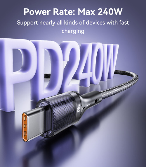 CA166 1.2M 240W Fast Charging Type-C to Type-C With 480Mbps Transfer Speed Data Cable