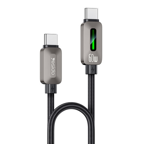 CA198 1.2 Meter 60W Fast Charging Type-C to Type-C CarPlay Applicable Zinc Alloy Data Cable