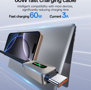 CA198 1.2 Meter 60W Fast Charging Type-C to Type-C CarPlay Applicable Zinc Alloy Data Cable