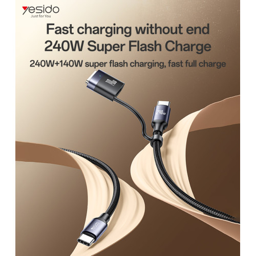 CA197 2 Meter 240W Fast Charging Type-C to Type-C/T 140W Magnetic Charging for IP Laptop Data Cable