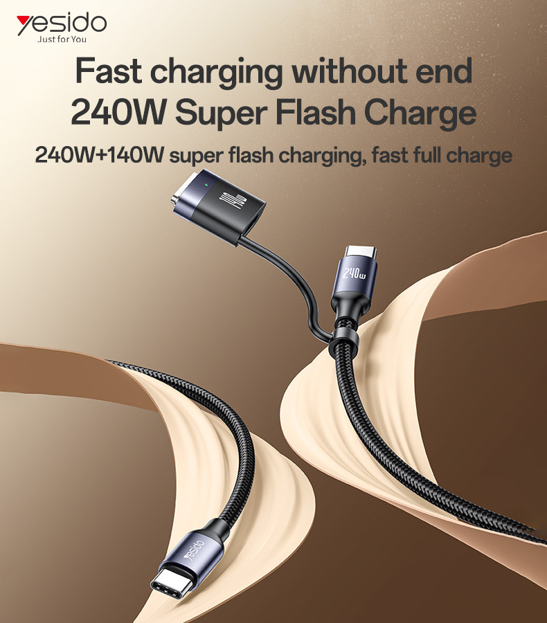 CA197 Type-C To Type-C/T 240W Fast Charging Data Cable