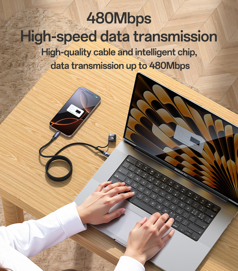 CA197 Type-C To Type-C/T 240W Fast Charging Data Cable Details