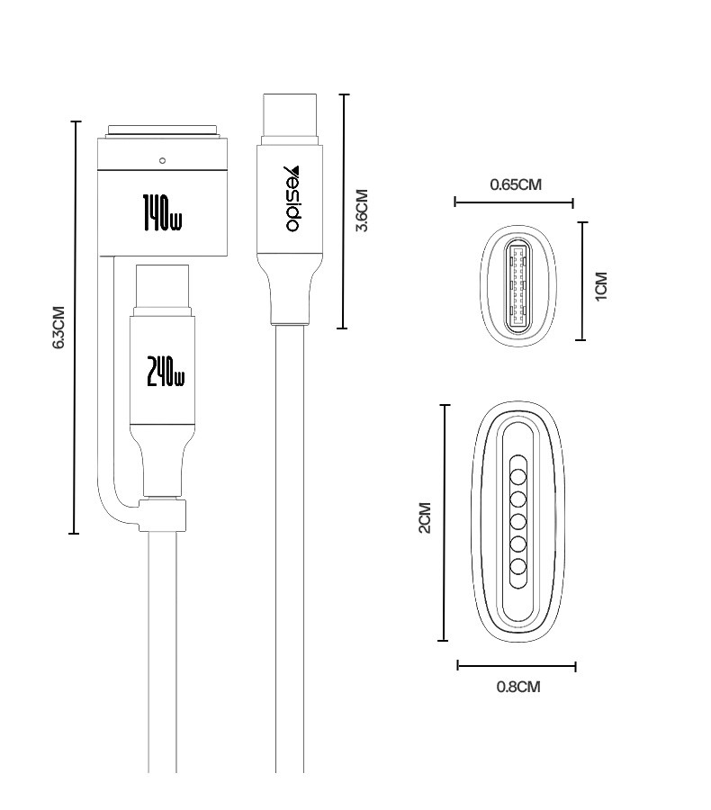 CA197 Type-C To Type-C/T 240W Fast Charging Data Cable Details