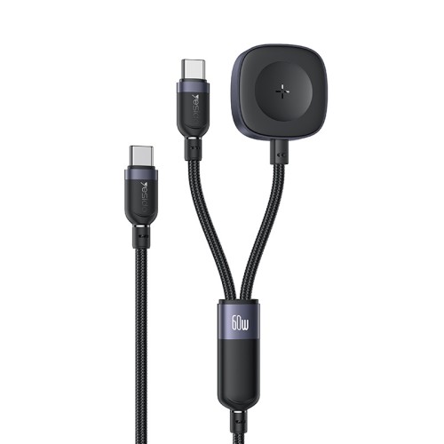 CA136C Yesido 1.2M 60W Fast Charging Type-C to Type-C&Watch High-density Braided 2 in 1 Data Cable