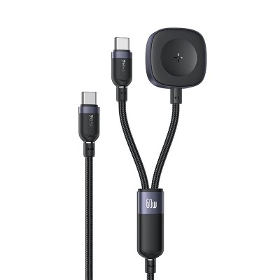 CA136C Yesido 1.2M 60W Fast Charging Type-C to Type-C&Watch High-density Braided 2 in 1 Data Cable