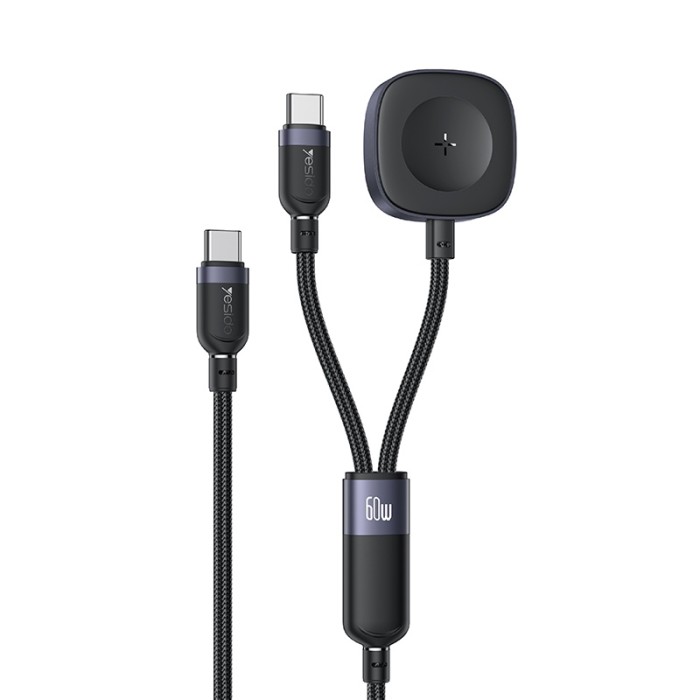 CA136C Yesido 1.2M 60W Fast Charging Type-C to Type-C&Watch High-density Braided 2 in 1 Data Cable