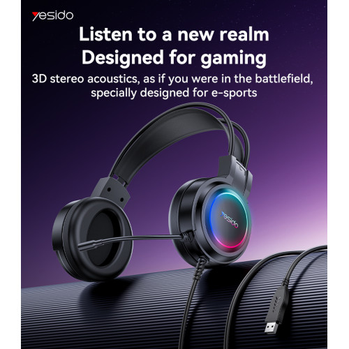 EK05 HD Microphone 3D Stereo Acoustics USB Interface RGB Gaming Wired Headset Wired Earphone