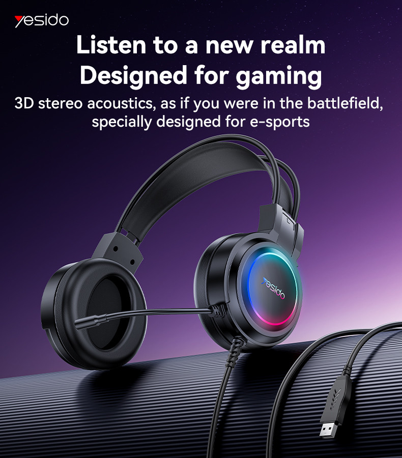 YESIDO EK05 USB Interface RGB Wired Gaming Headset
