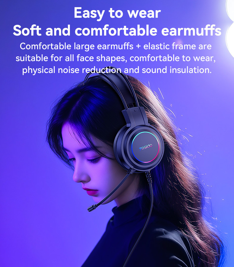 YESIDO EK05 USB Interface RGB Wired Gaming Headset Details