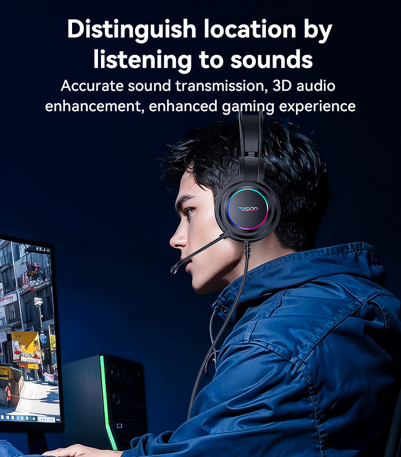 YESIDO EK05 USB Interface RGB Wired Gaming Headset Details