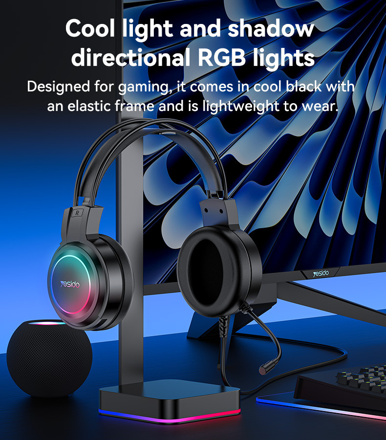 YESIDO EK05 USB Interface RGB Wired Gaming Headset Details