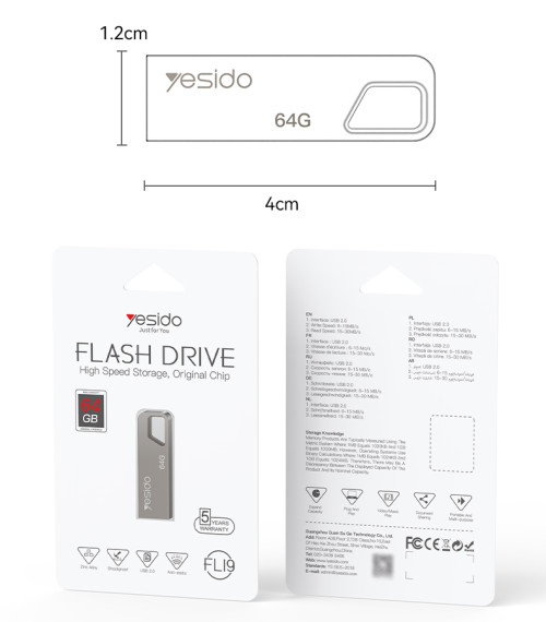 FL19 USB2.0 Fast Transfer Multiple Capacity Options Metal Casing Portable USB Flash Drive