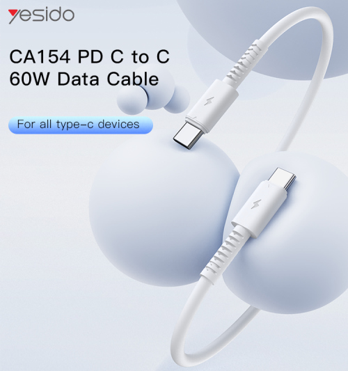 CA154 1Meter 60W PVC Cable | Type-C To Type-C Fast Charge Data Cable