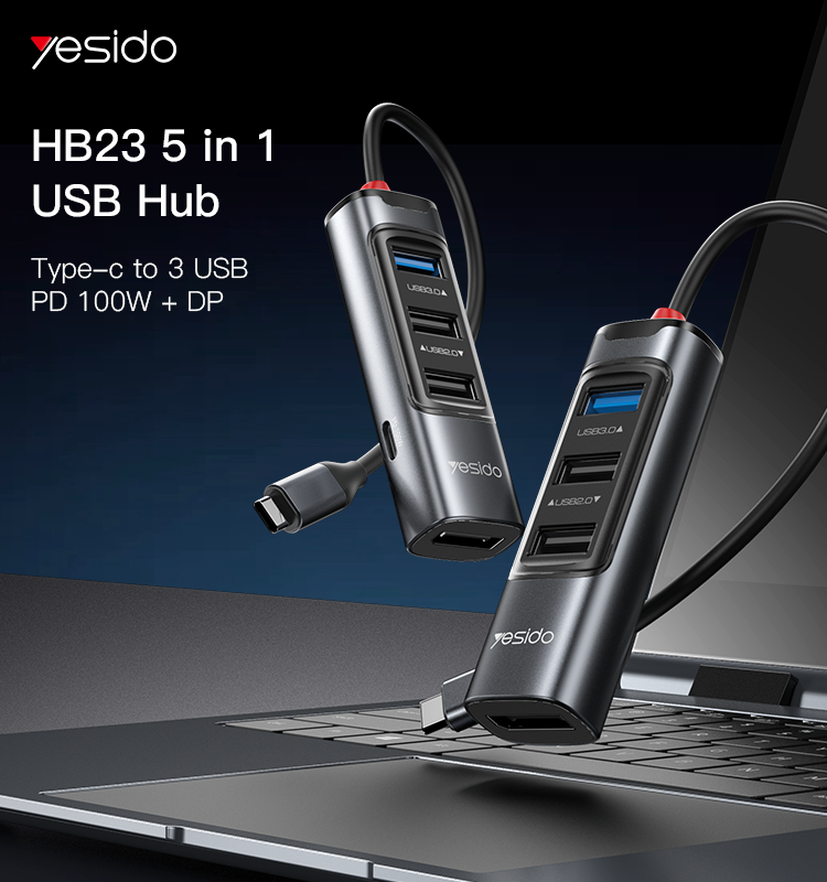 HB23 Type-C to USB and Charging USB Hub
