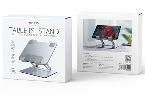 C185 Adjustable Height Aircooled Foldable Desktop Supporter Holder Metal Laptop Tablet PC Stand