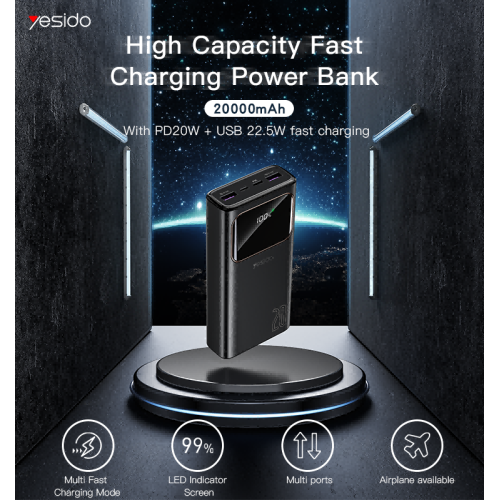 YP30 High Quality Power Bank Fast Charging 20000mAh Portable Smart Charger Power Bank Led Indicator
