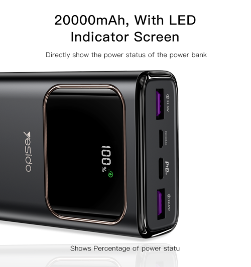 YP30 High Quality Power Bank Fast Charging 20000mAh Portable Smart Charger Power Bank Led Indicator