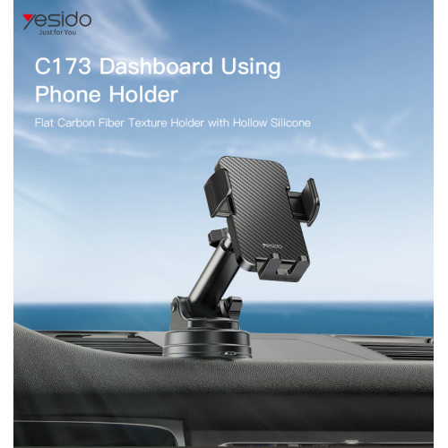 C173 Flat Carbon Fiber Texture Holder | with Hollow Silicone Dashboard Using Phone Holder