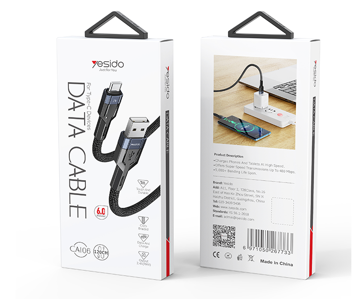 CA106 USB To Type-C/Lightning/Micro Data Cable packaging
