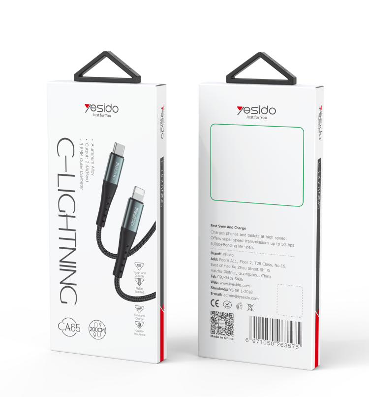 CA65 Type-C To Lightning Data Cable Packaging