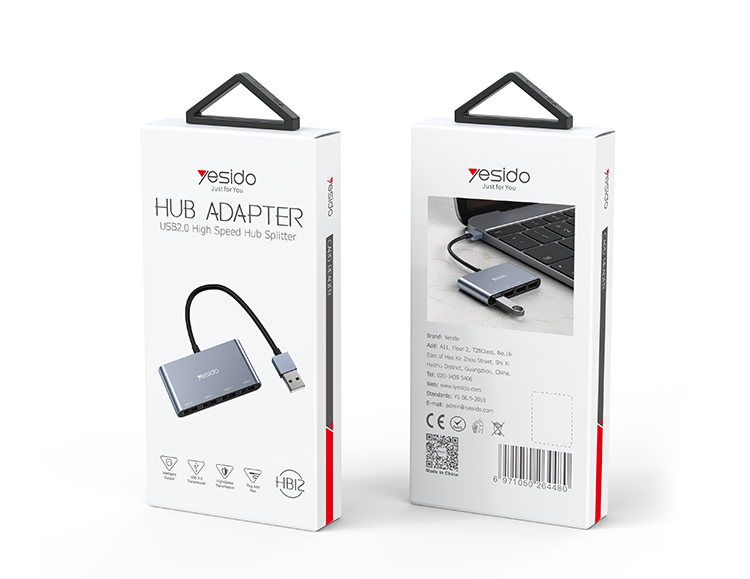 HB12 4 in 1 USB to 4 USB Hub Adapter Packaging