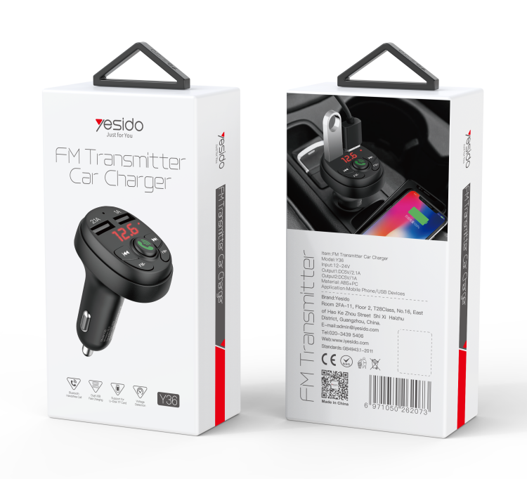Y36 Bluetooth FM Convert Car Charger Packaging