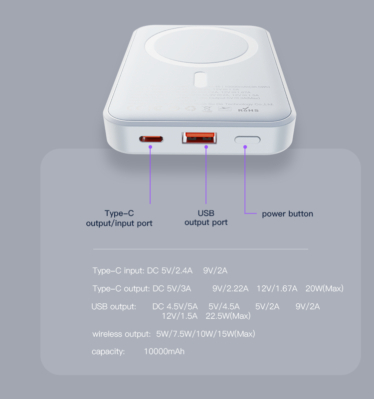 YESIDO YP45 10000mAh Magnetic Power Bank Details